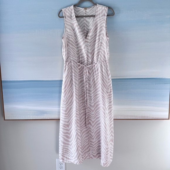 Magaschoni Linen Zebra Stripe Sleeveless Maxi Dress Size S - Picture 6 of 13